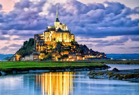 Обои на рабочий стол Аббатство Mont Saint-Michel, France / Мон-Сен-Мишель, Франция