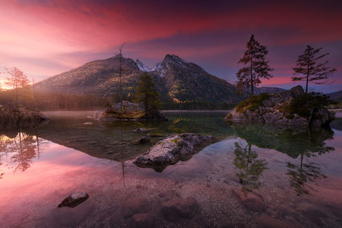 Обои на рабочий стол Озеро у гор, Bavaria / Бавария, фотограф Д°lhan Eroglu