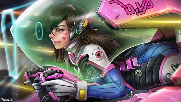 Обои на рабочий стол Персонаж D. Va Hana Song / Ханна Сон из игры Overwatch / Дозор, by MeganeRid
