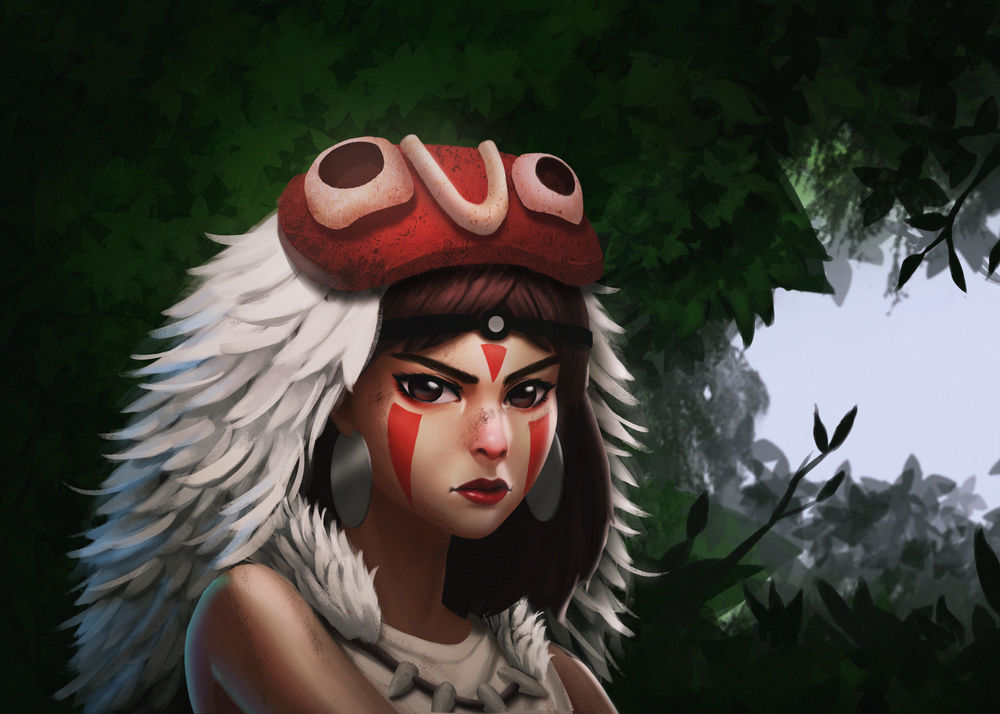 Обои для рабочего стола San / Сан из аниме Mononoke Hime / Princess Mononoke / Принцесса Мононокэ, by alothinn
