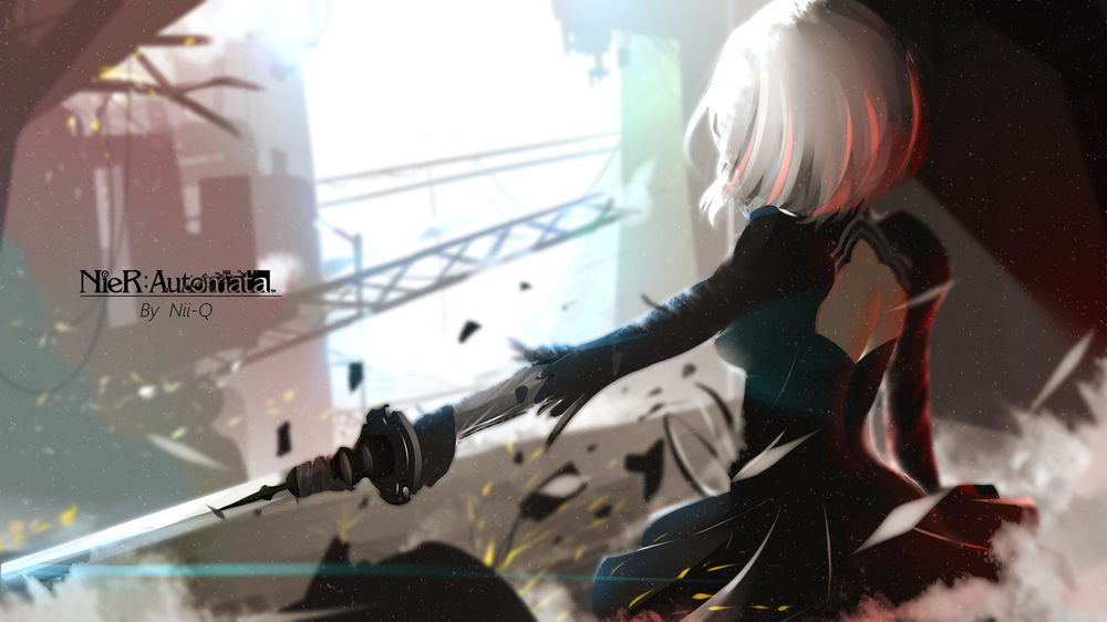 Обои для рабочего стола YoRHa №2 тип B из игры NieR: Automata, by Nii-Q