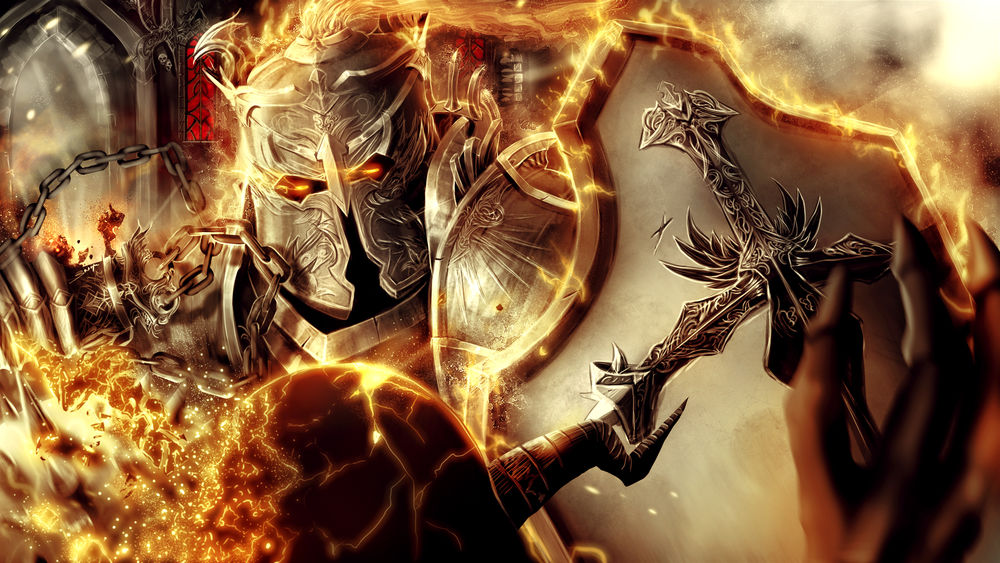 Обои для рабочего стола Burning Crusader / Сожжение крестоносцев, арт к игре Diablo III: Reaper of Souls / Diablo III:Жнец душ, by ArisT0te
