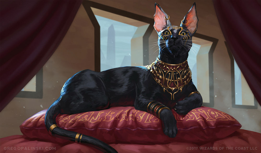 Обои для рабочего стола Черный кот лежит на подушке, by Greg-Opalinski