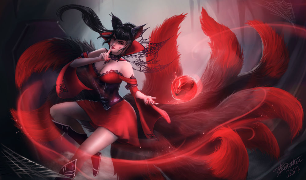 Обои для рабочего стола Ahri / Ари из игры League of Legends / Лига Легенд, by tkpanther