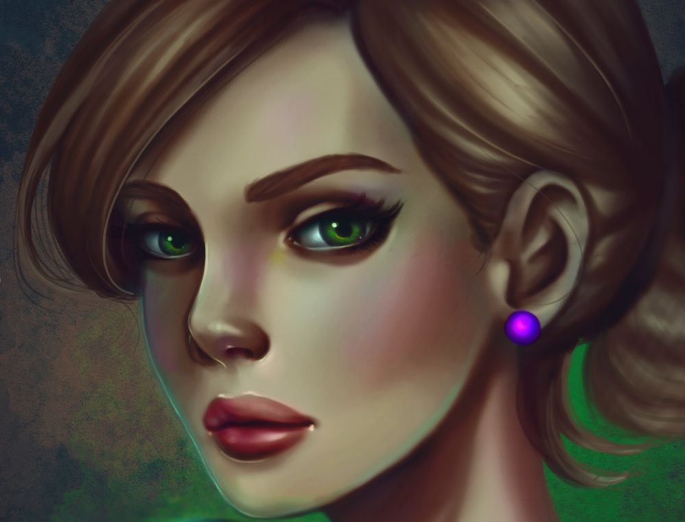 Обои для рабочего стола Mirguela - девушка с зелеными глазами, by alexiafelix