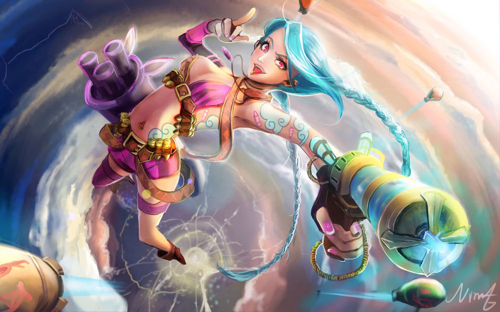 Обои для рабочего стола Jinx / Джинкс из игры League of Legends / Лига Легенд, by NaNinna