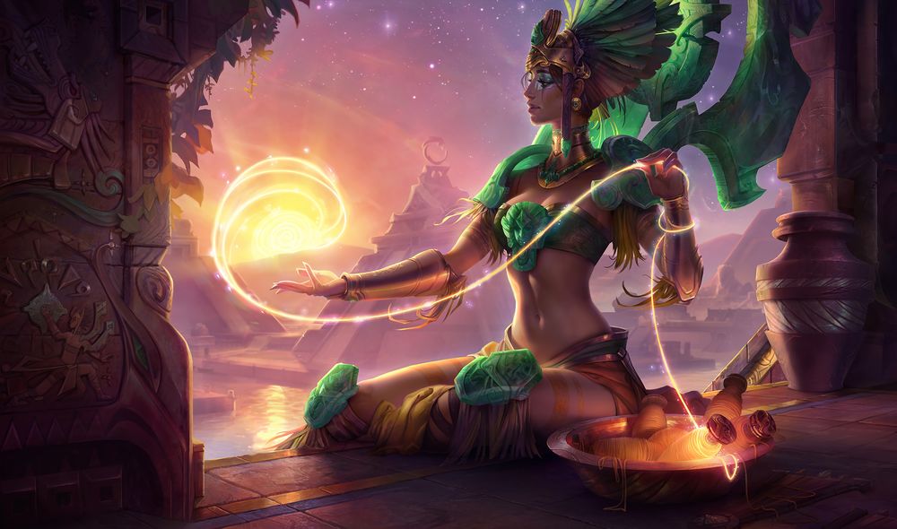 Обои для рабочего стола Sun Goddess Karma / Богиня Солнца Карма, арт к игре League of Legends / Лига Легенд, by Andrew Theophilopoulos