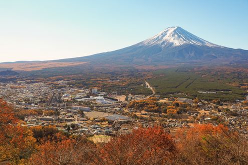Обои на рабочий стол Остров Хонсю / Honshu и стратовулкан Фудзияма / Fujiyama, Япония / Japan