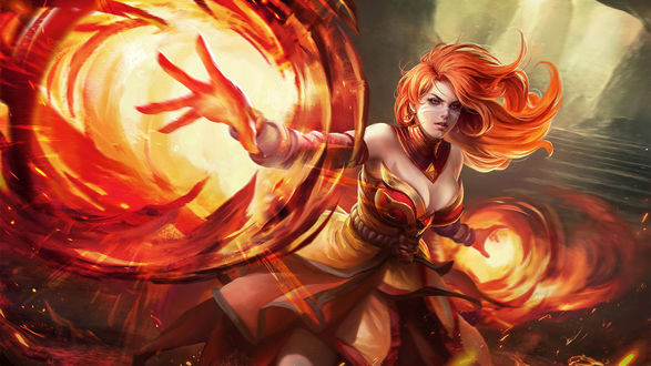 Обои на рабочий стол Lina / Лина из игры Dota2, by dionmark