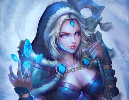 Обои на рабочий стол Crystal Maiden / Принцесса Снегов из игры Dota2, by Jianru Tam