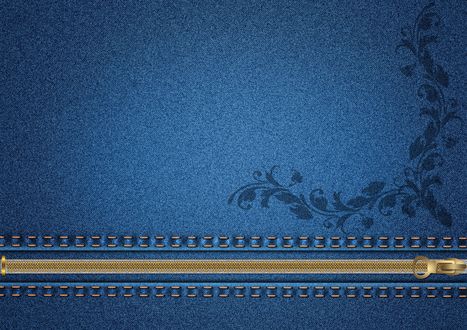 Обои на рабочий стол Синяя джинсовая ткань с молнией и узором, by Larisa Koshkina