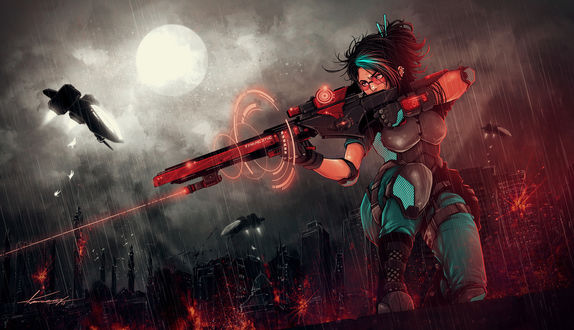Обои на рабочий стол Sniper Girl / Девушка-снайпер, by Kareem Ahmed