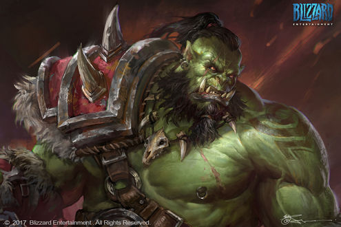 Обои на рабочий стол Orc / Орк, арт к игре World of Warcraft / Мир военного ремесла, by jeremy chong