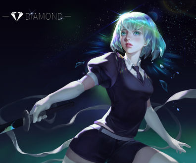 Обои на рабочий стол Diamond / Алмаз, из аниме Houseki no Kuni / Страна самоцветов, by Y Xun