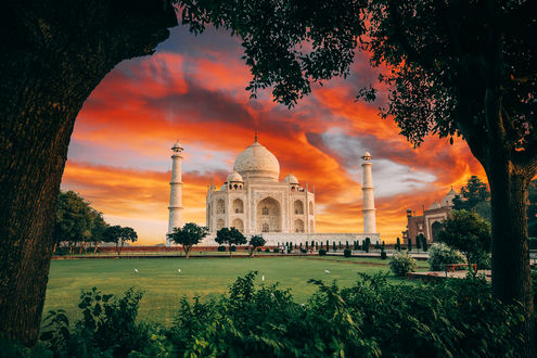 Обои на рабочий стол Вид наTaj Mahal, India / Тадж-Махал, Индия, by Jacob Riglin