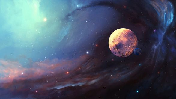 Обои на рабочий стол Планета в космическом пространстве, by GraphicAssets