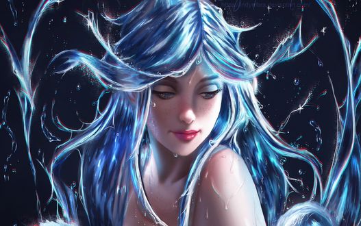Обои на рабочий стол Water element / Водная стихия в образе девушки, by Ingrid Brasil