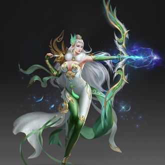 Обои на рабочий стол Девушка с луком, by zhen sun
