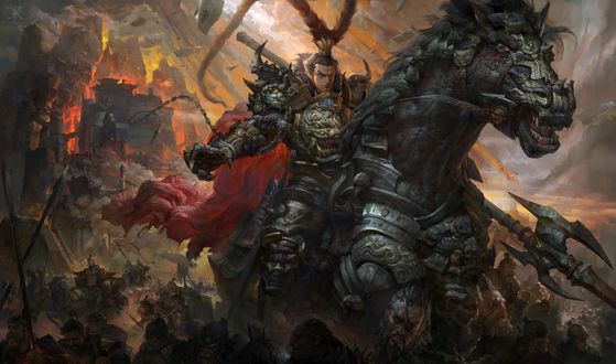 Обои на рабочий стол Devil Lu Bu / Дьявол Лу Бу, by fengua-zhong