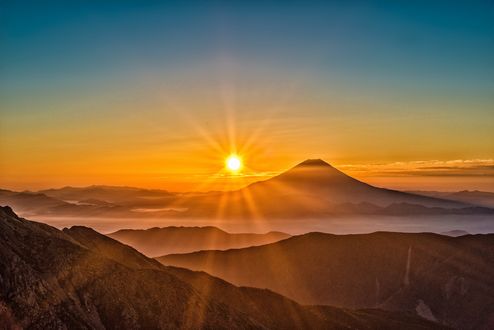 Обои на рабочий стол Гора Fuji / Фудзи на рассвете, by Kanenori