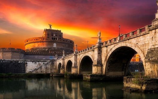 Обои на рабочий стол Мост к замку Sant Angelo / Святого Ангела, Ватикан, Рим, Италия