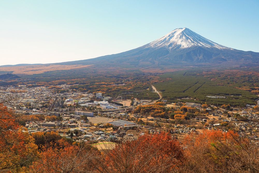 Обои для рабочего стола Остров Хонсю / Honshu и стратовулкан Фудзияма / Fujiyama, Япония / Japan