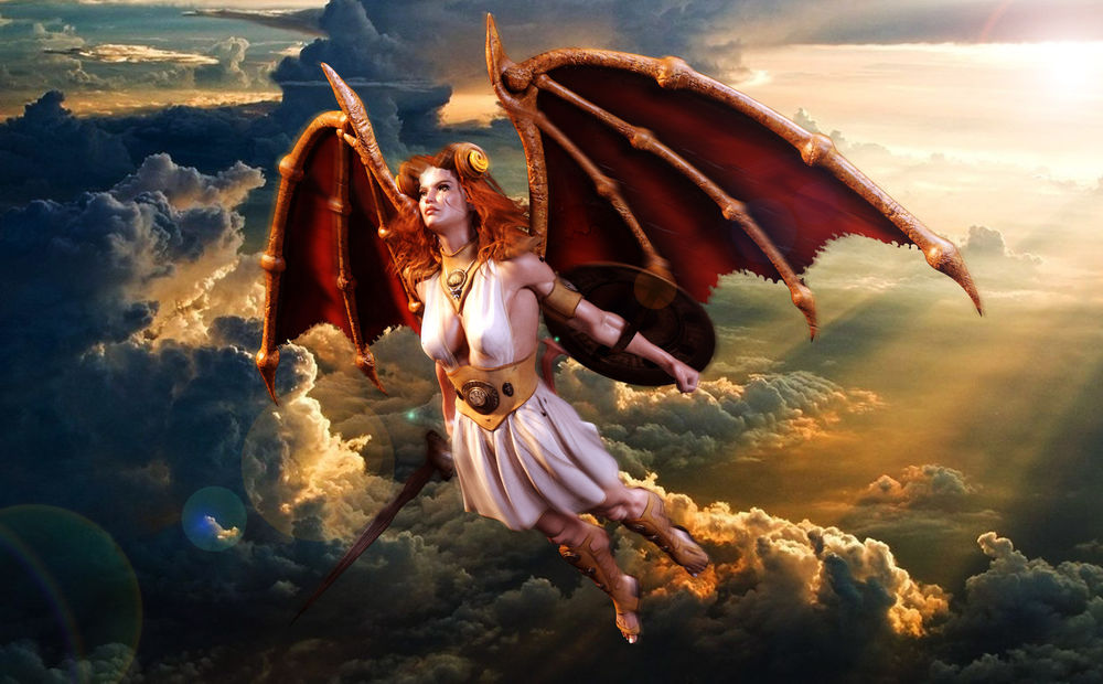 Обои для рабочего стола Flying angel / Летящий ангел, by Hood Saladine