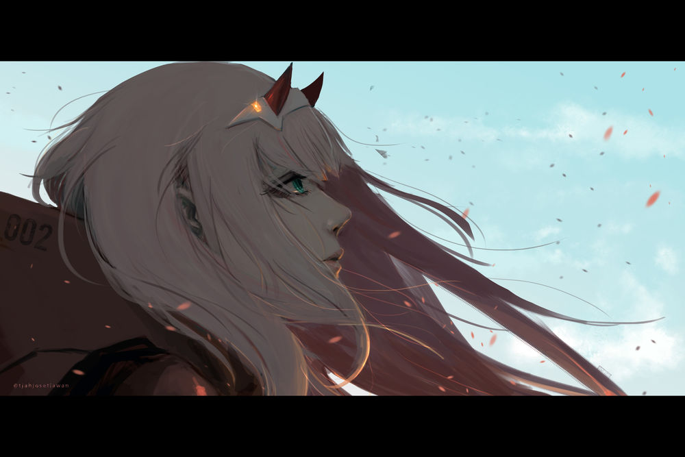 Обои для рабочего стола Zero Two / Зеро Ту из аниме Darling in the FranXX / Милый во Франкcе, by Tjahjosetiawan