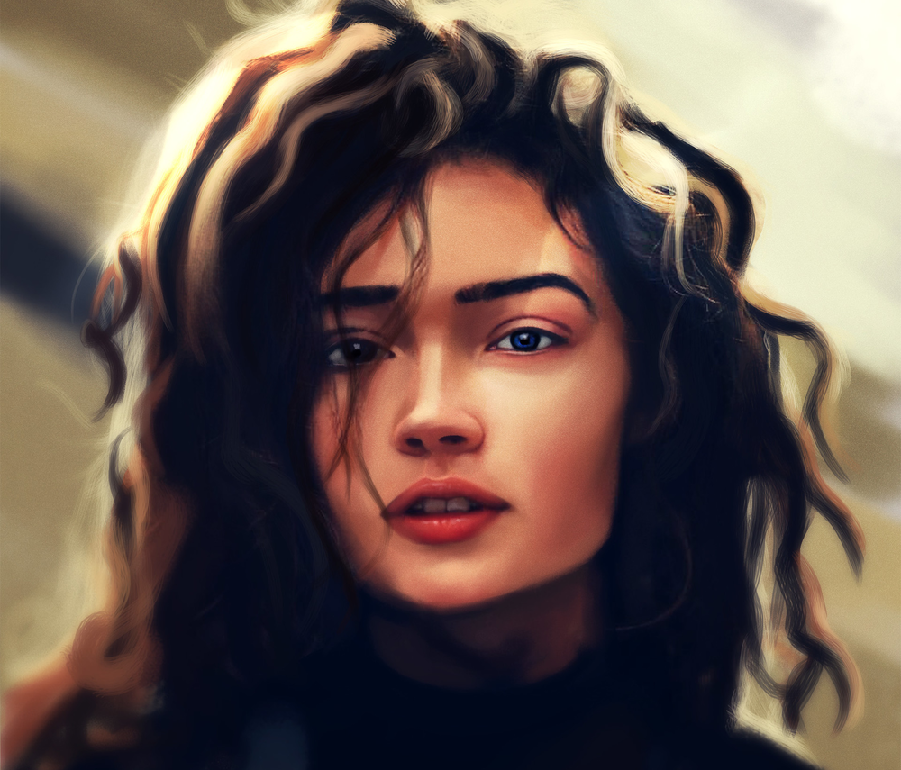 Обои для рабочего стола Девушка с глазами разного цвета, by Manish Kumar