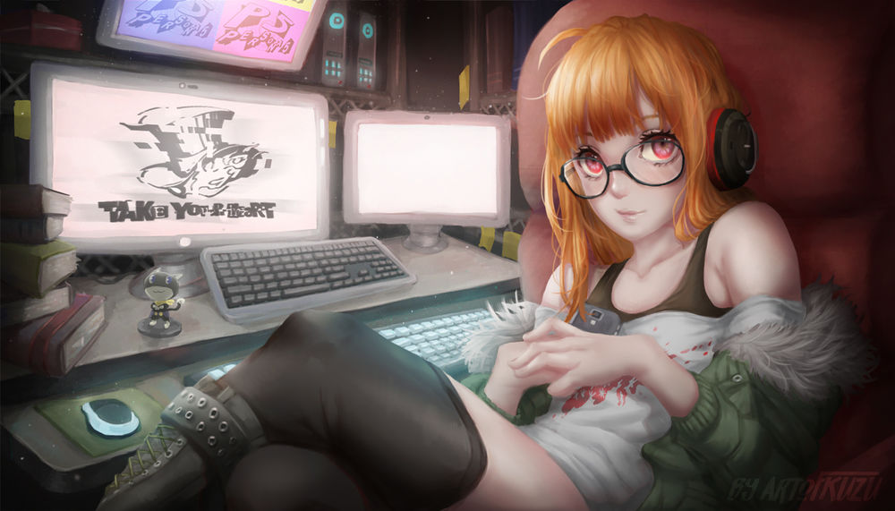 Обои для рабочего стола Futaba Sakura / Футаба Сакура из аниме и игры Persona 5 / Персона 5, by artofkuzu