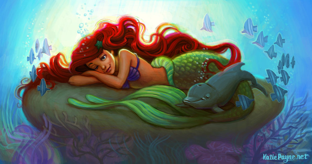 Обои для рабочего стола Ariel / Ариэль из мультфильма The Little Mermaid / Русалочка, by oneKATIE