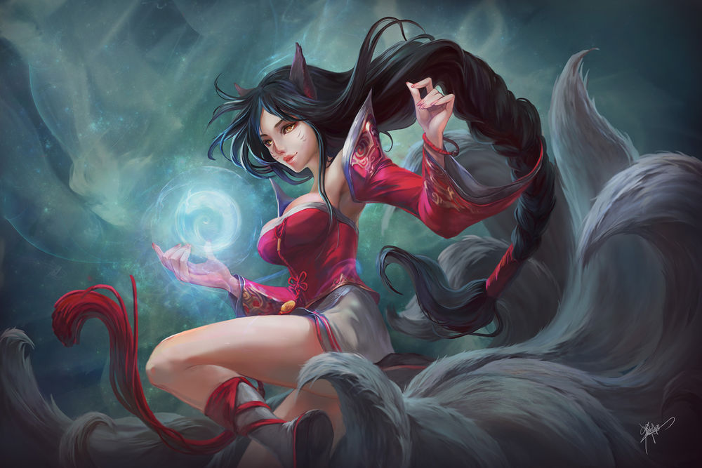 Обои для рабочего стола Ahri / Ари из игры League of Legends / Лига Легенд, by koloromuj