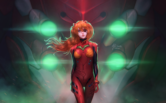 Обои на рабочий стол Asuka Langley / Аска Лэнгли, из аниме Evangelion / Евангелион, by raikoart
