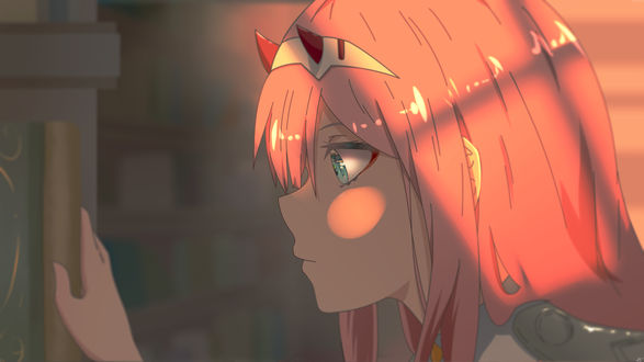 Обои на рабочий стол Zero Two / Зеро Ту из аниме Darling in the FranXX / Милый во Франкcе