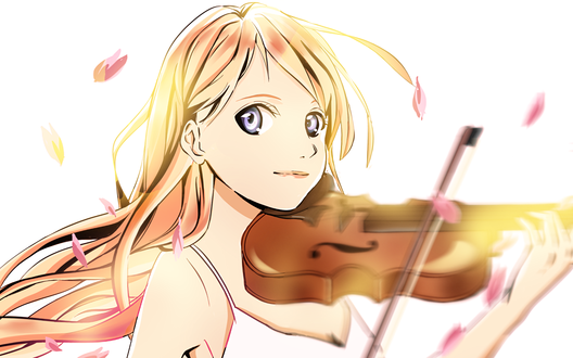 Обои на рабочий стол Kaori Miyazono / Каори Миязоно из аниме Shigatsu wa Kimi no Uso / Твоя апрельская ложь