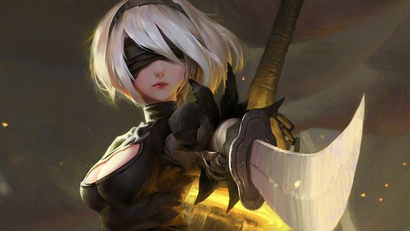 Обои на рабочий стол YoRHa №2 тип B из игры NieR: Automata, by Dao Le Trong