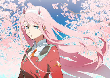 Обои на рабочий стол Zero Two / Зеро Ту из аниме Darling in the FranXX / Милый во Франкcе