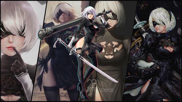 Обои на рабочий стол YoRHa №2 тип B из игры NieR: Automata, by Arjash