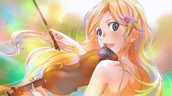 Обои на рабочий стол Kaori Miyazono / Каори Миязоно из аниме Shigatsu wa Kimi no Uso / Твоя апрельская ложь