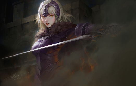 Обои на рабочий стол Jeanne dArc / Жанна дАрк / Jeanne Alter / Альтер-Жанна, из игры Fate / Grand Order, by Dao Le Trong