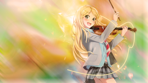 Обои на рабочий стол Kaori Miyazono / Каори Миязоно из аниме Shigatsu wa Kimi no Uso / Твоя апрельская ложь, by SirKuma