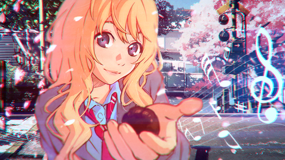 Обои на рабочий стол Kaori Miyazono / Каори Миязоно из аниме Shigatsu wa Kimi no Uso / Твоя апрельская ложь, by abenbag
