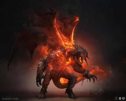 Обои на рабочий стол Демон Balrog / Балрог, арт к игре Middle-earth: Shadow of War / Средиземье: Тени Войны, by Wardenlight Studio