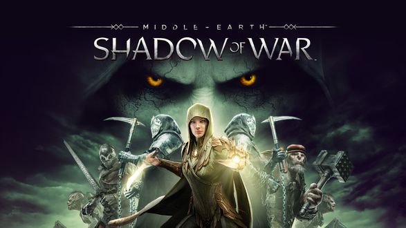Обои на рабочий стол Убийца Eltariel-The Blade of Galadriel / Эльтариэль-Клинок Галадриэли, назгулы, гном и орк, арт к игре Middle-earth: Shadow of War / Средиземье: Тени Войны