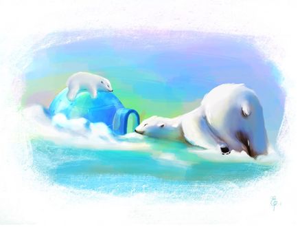 Обои на рабочий стол Полярные медведи на снегу, by Esmeralda Platania