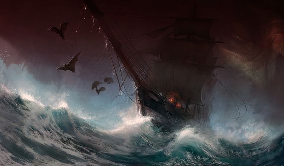 Обои на рабочий стол Фрегат в бушующем море, Last voyage of the Demeter / Последнее путешествие Деметры, by Joakim Ericsson