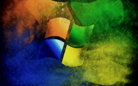 Обои на рабочий стол Логотип ОС Windows на разноцветном фоне абстракции