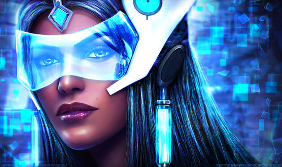 Обои на рабочий стол Symmetra-Satya Vaswani / Симметра-Сатья Васвани из игры Overwatch / Дозор, by MagicnaAnavi