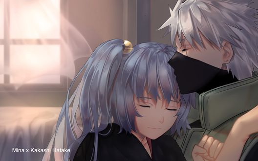 Обои на рабочий стол Miina / Мина и Kakashi Hatake / Какаши Хатакэ из аниме Naruto: Shippuuden / Наруто: Ураганные хроники, by SaniiSan