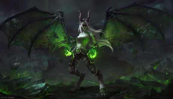 Обои на рабочий стол Демоница-Aeladori из игры World of Warcraft / Мир военного ремесла, by Astri Lohne